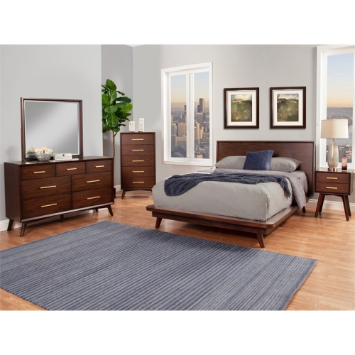 Alpine Furniture Gramercy 2 Drawer Wood Nightstand in Walnut