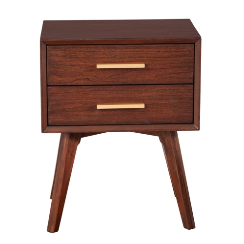 Alpine Furniture Gramercy 2 Drawer Wood Nightstand in Walnut