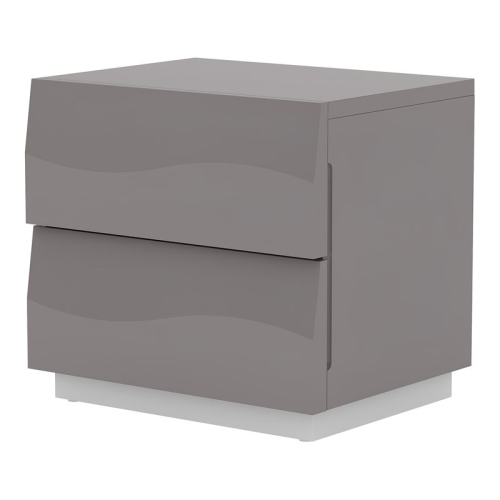 MILAN  Dayton 21.3" 2-Drawer Wood Nightstand In High Gloss In Gray