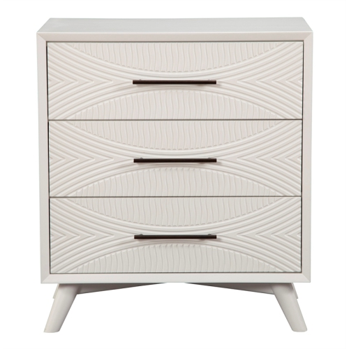Alpine Furniture Tranquility 3 Drawer Small Wood Chest in White