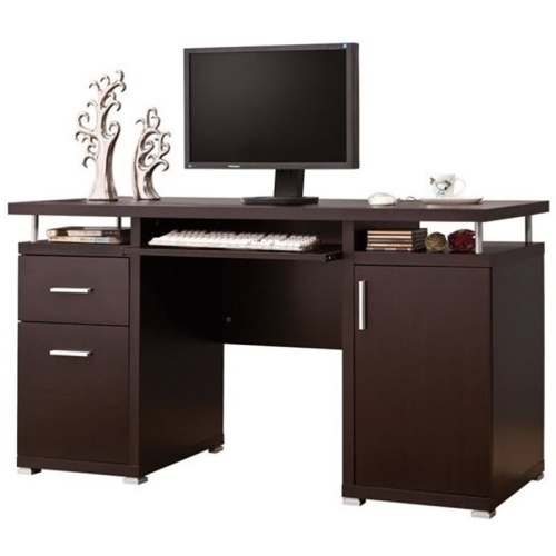 Computer desk with 2 deals drawers and cabinet cappuccino