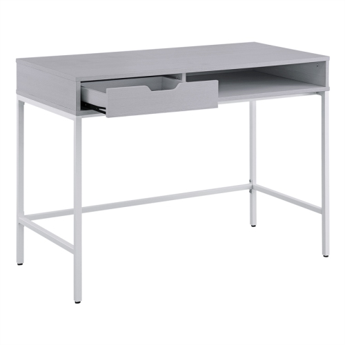 OSP HOME FURNISHINGS Contempo 40-Inch Desk With Drawer And Shelf In White Finish With Metal Legs