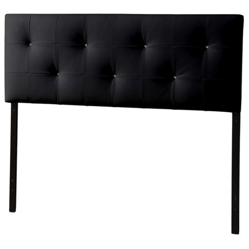 Baxton Studio Dalini Faux Leather Tufted King Panel Headboard in Black