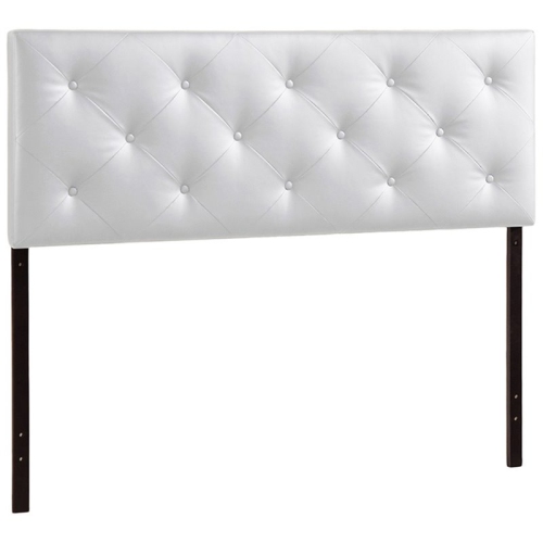 Bowery Hill Faux Leather Tufted King Panel Headboard in White