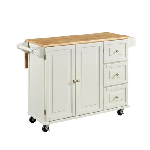HAWTHORNE  Collections Wood Top Kitchen Cart In In White