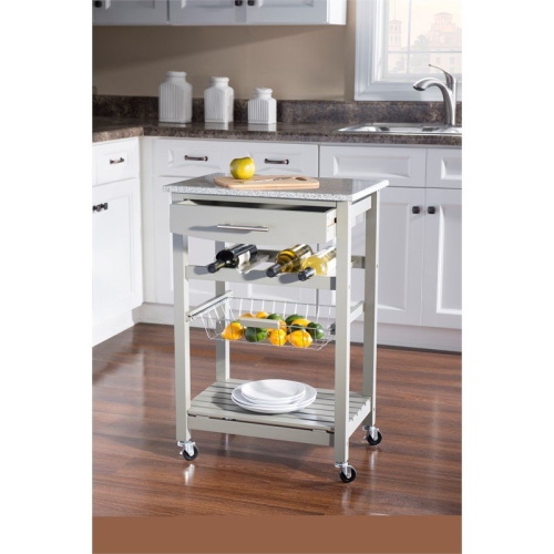 Riverbay Furniture Granite Top Kitchen Island in Gray