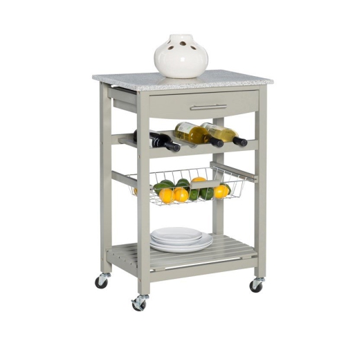 Riverbay Furniture Granite Top Kitchen Island in Gray