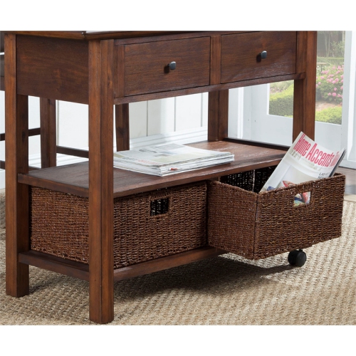 Alpine Furniture Caldwell Wood Kitchen Cart in Antique Cappuccino Brown