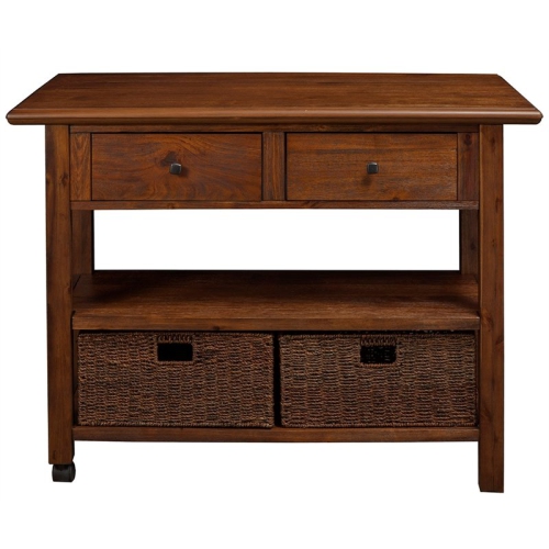 Alpine Furniture Caldwell Wood Kitchen Cart in Antique Cappuccino Brown