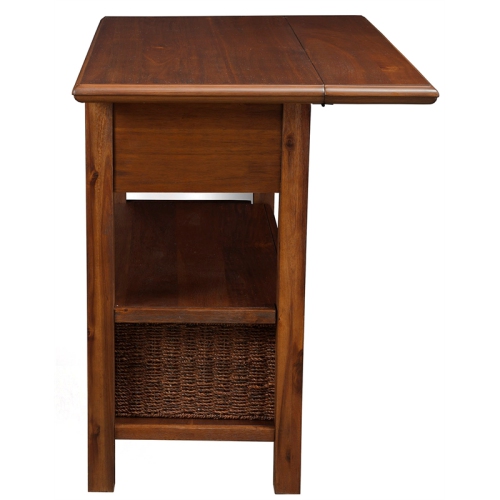Alpine Furniture Caldwell Wood Kitchen Cart in Antique Cappuccino Brown