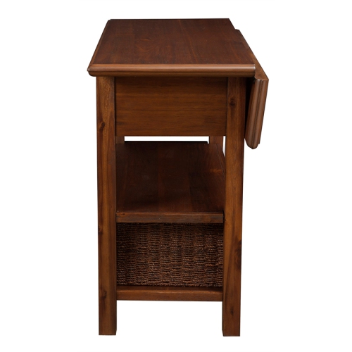 Alpine Furniture Caldwell Wood Kitchen Cart in Antique Cappuccino Brown