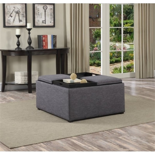 ATLIN DESIGNS  Coffee Table Storage Ottoman In In Gray