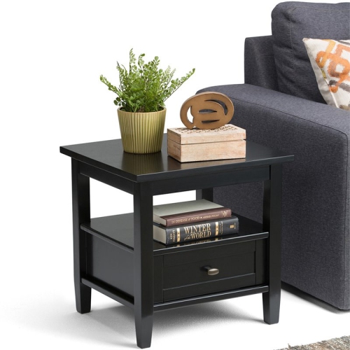 ATLIN DESIGNS  Transitional Rectangle Wood End Side Table In Black