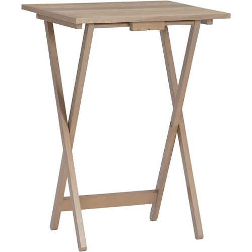 Riverbay Furniture 5 Piece Wooden Folding Tray Table Set in Natural Wash