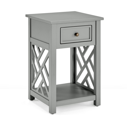 ALATERRE FURNITURE  Coventry Gray Wood End Table With Drawer And Shelf In Gray