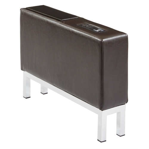 OSP HOME FURNISHINGS  Wallstreet Espresso Faux Leather Center Console With Charging Station