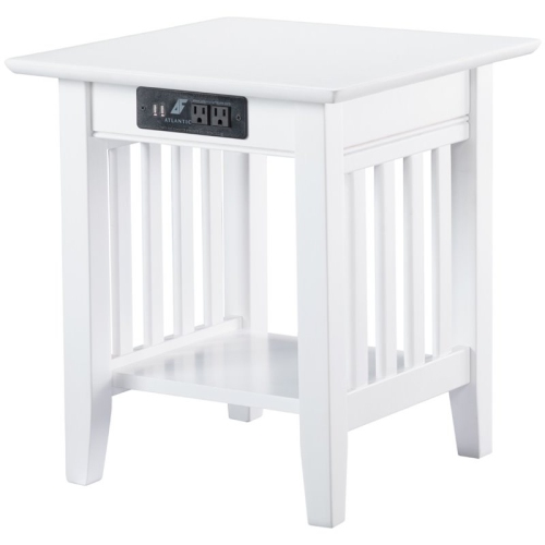 Leo & Lacey 20" Charger End Table in White