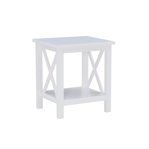 Riverbay Furniture Wood End Table in Antique White