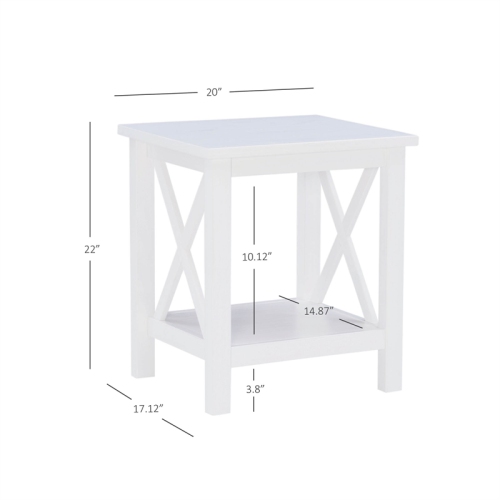 Riverbay Furniture Wood End Table in Antique White