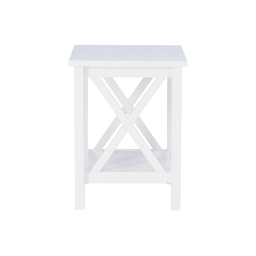 Riverbay Furniture Wood End Table in Antique White