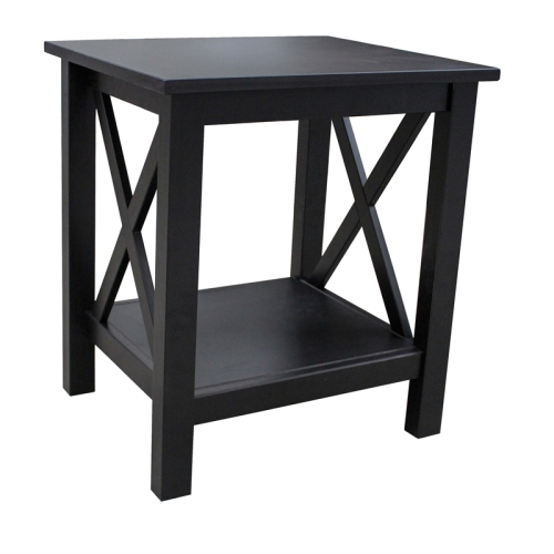 Riverbay Furniture Baldwin X-Design Solid Wood End Table in Black