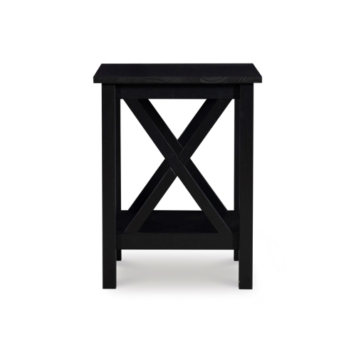 Riverbay Furniture Baldwin X-Design Solid Wood End Table in Black