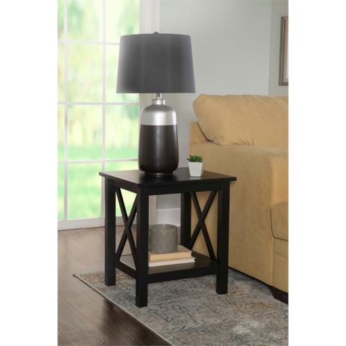Riverbay Furniture Baldwin X-Design Solid Wood End Table in Black
