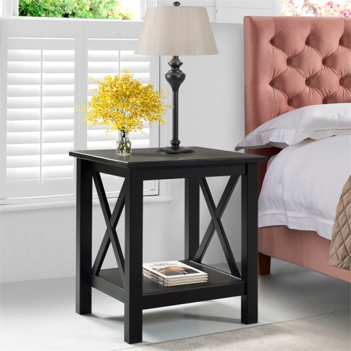 Riverbay Furniture Baldwin X-Design Solid Wood End Table in Black