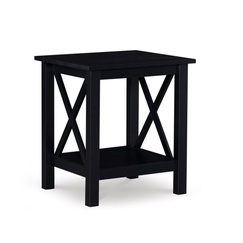 Riverbay Furniture Baldwin X-Design Solid Wood End Table in Black
