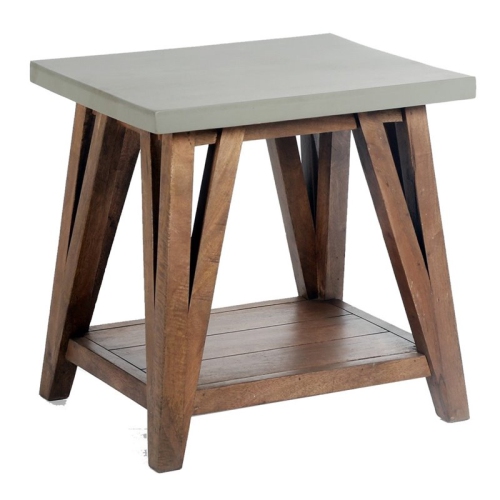 ALATERRE FURNITURE  Brookside 22" Wood With Concrete Coated End Table