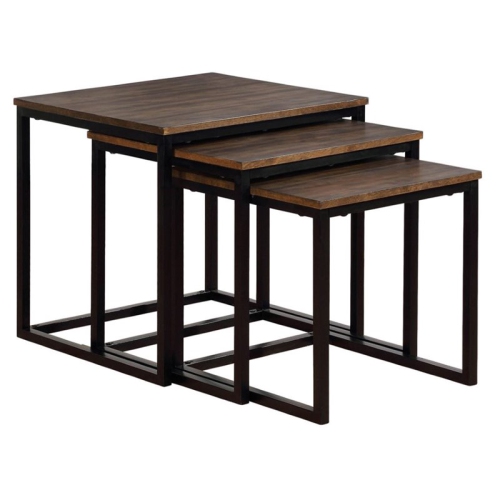 ALATERRE FURNITURE Alaterre Arcadia Acacia Wood 24" Square Nesting End Tables In Antiqued Mocha