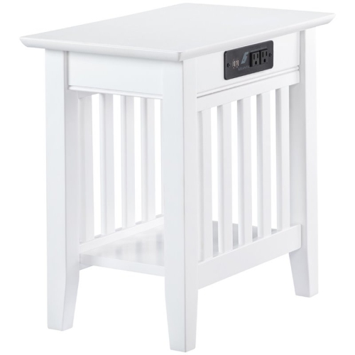 LEO & LACEY  14" Solid Hardwood Charger End Table In In White
