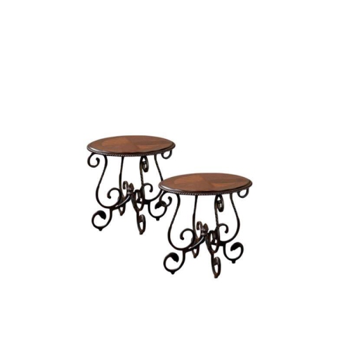 HOME SQUARE Set Of 2 Metal End Tables In Cherry