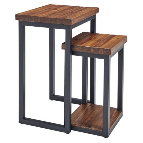 ALATERRE FURNITURE  Claremont Rustic Wood Nesting End Tables Set Of Two