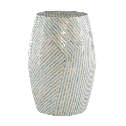 Riverbay Furniture Mosaic Capiz Drum Table in Light Blue