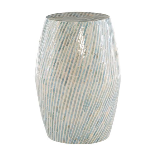 Riverbay Furniture Mosaic Capiz Drum Table in Light Blue