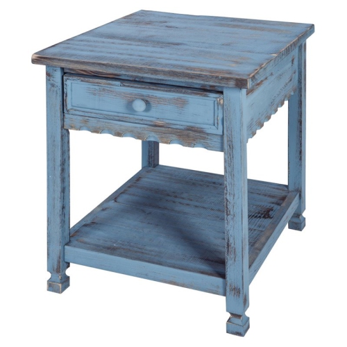 ALATERRE FURNITURE  Country Cottage End Table In Rustic Blue Antique Finish