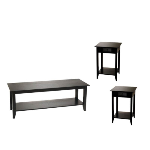 HOME SQUARE 3 Piece Coffee Table Set With Coffee Table And (Set Of 2) End Table In Black