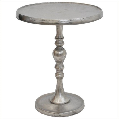 MAKLAINE  Decorative Round Table In Antiques Chrome Finish