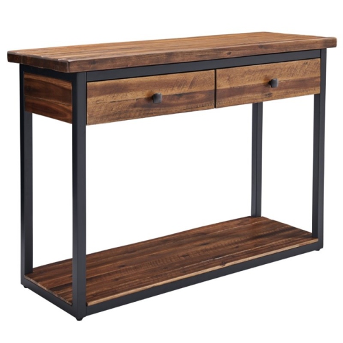 Claremont 43"L Rustic Wood Console Table with Two Drawers and Low Shelf ...