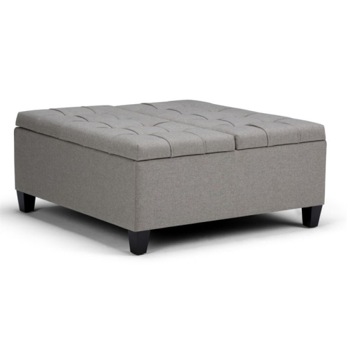 Pouf/table basse avec rangement gris tourterelle naturel