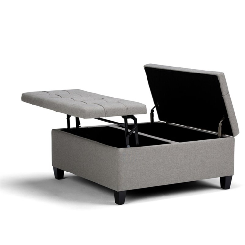 Natural Greige Storage Coffee Table Ottoman in Dove Gray