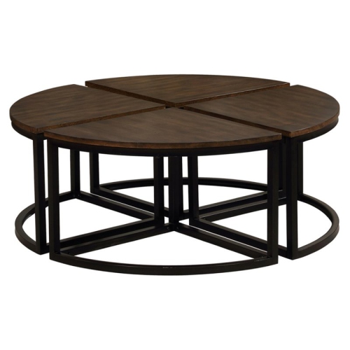 ALATERRE FURNITURE Alaterre Arcadia Acacia Wood Set Of 4 Round Wedge Tables In Antiqued Mocha