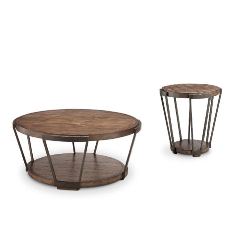 HOME SQUARE 2 Piece Traditional Coffee Table And End Table Set In Bourbon And Iron