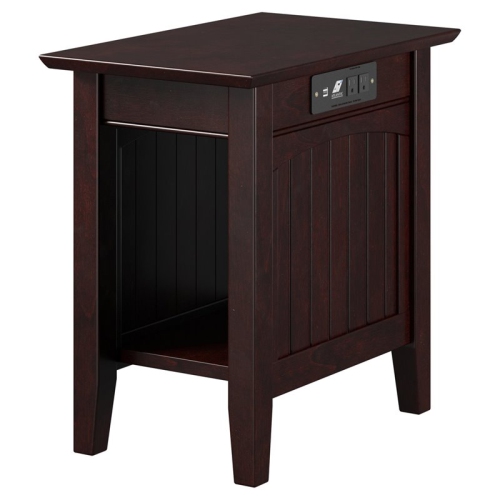 Leo & Lacey 14" Solid Wood Charger End Table in Espresso