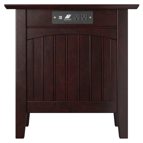 Leo & Lacey 14" Solid Wood Charger End Table in Espresso