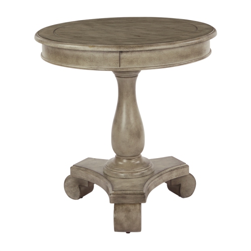 OSP HOME FURNISHINGS  Avalon Hand Painted Round Accent Table In Wood Antique Stone Finish In Gold