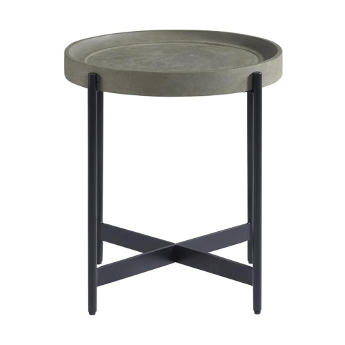 ALATERRE FURNITURE  Brookline 20 In Round Wood With Gray Concrete-Coating End Table