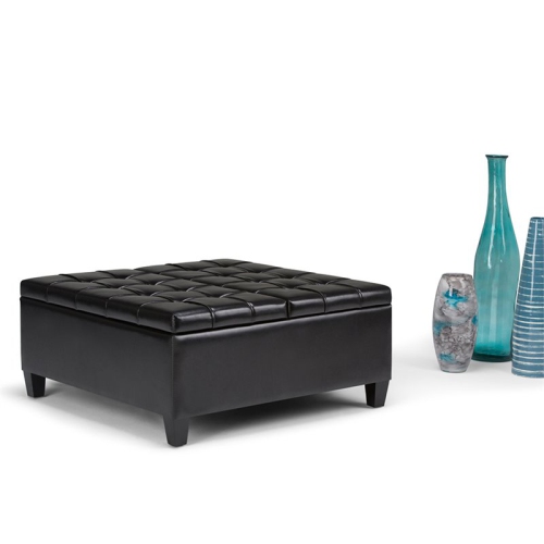 Atlin Designs Storage Coffee Table Ottoman in Midnight Black