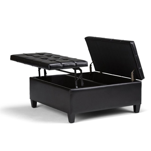 Atlin Designs Storage Coffee Table Ottoman in Midnight Black